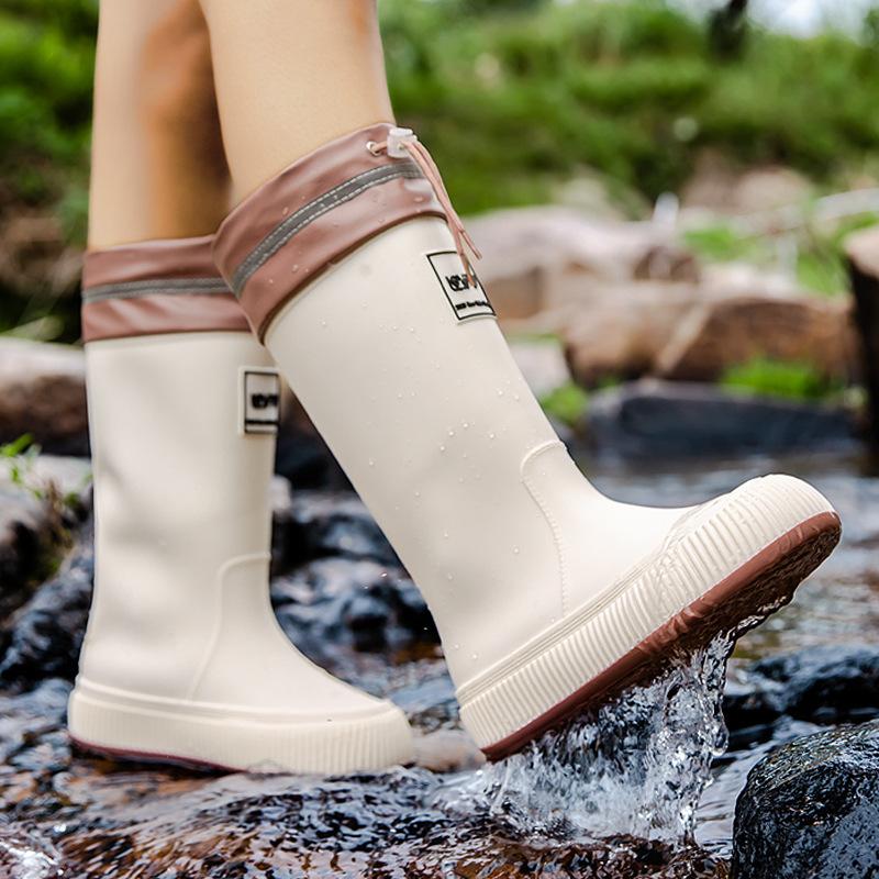 New Fashion High Tube Thick-soled Rain Boots Women's Outer Wear Bundle Non-slip Water Shoes Warm Rain Shoes Waterproof Glue Shoes Fashion