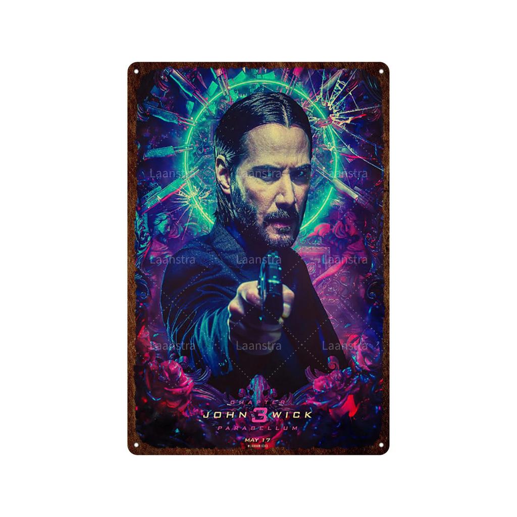 Vintage Movie Poster John Wick Poster Metal Sign Decorative Tin Painting Home Cafe Bar Kraft Poster Wall Sticker Decoration