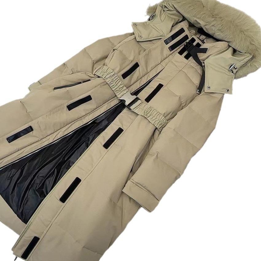 New Fox Sweater Collar Strap Slim Long Down Thickened Pike Insulation Winter Quilted Jacket Hooded