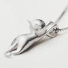 Women Faux Silver Lovely Jumping Cat Pendant Necklace Collar Jewelry