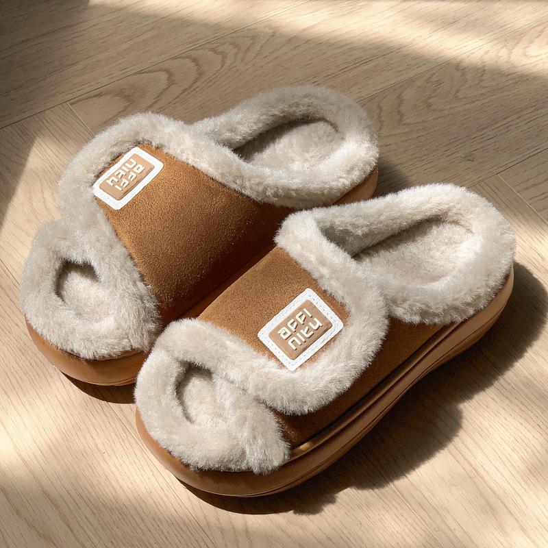 Fashion Velcro cotton slippers new winter fluffy slippers can be worn indoors and outdoors