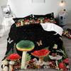 Trippy Mushroom Duvet Cover Set,Hippie Skull Bedding Set,Butterfly Moth Moon Phase Constellation Astrology Botanical Boho Theme