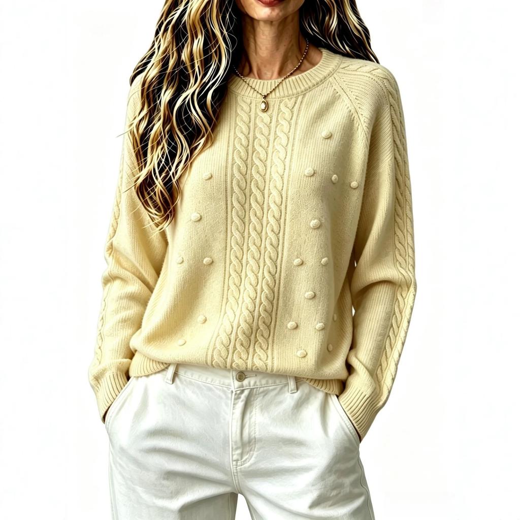 Women's Color Crewneck Knit Sweater Casual Everyday Top for Fall and Winter Wear