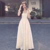 First Love white dress, French puff sleeve dress, women's summer new petite high-end long dress