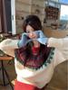 New 2025 Women's Fair Isle Sweater in White & Coffee