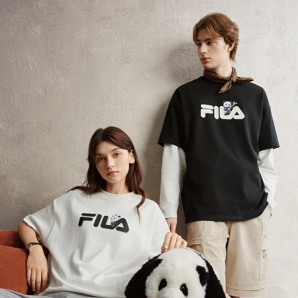 Fila Heritage Panda T Fashion Simple Classic Retro Trendy Casual Versatile Comfortable Loose Knit Short Sleeve T-Shirt Unisex Tops F51U538103F-WT