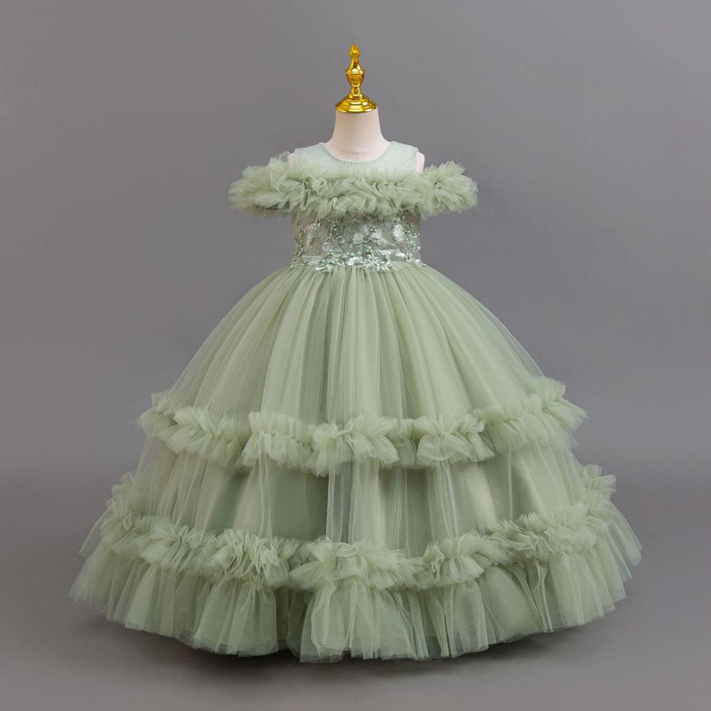 Girls' Puffy Princess Dress – Flower Girl & Piano Performance Formal Wear