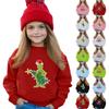 Christmas Day Girls Round Neck Pullovers For Kids Printed Baby Tops