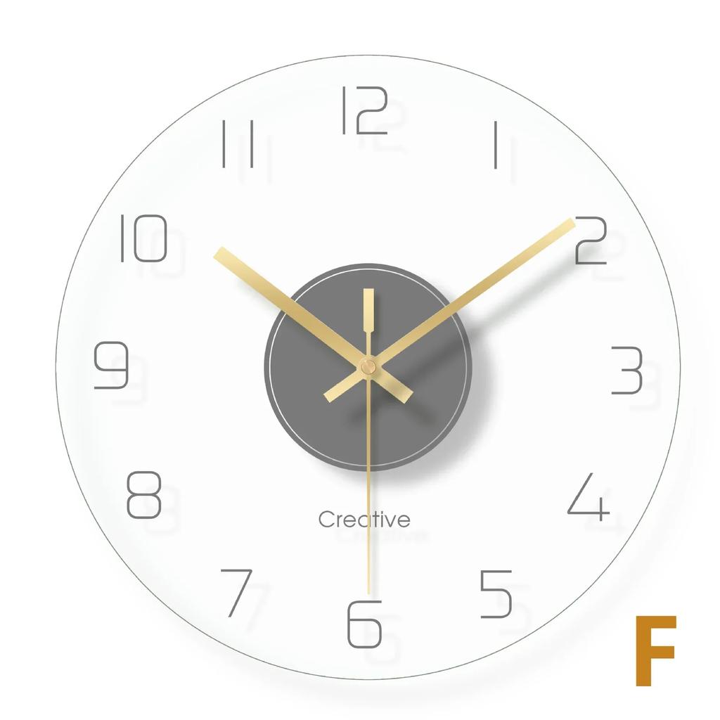 Transparent Tempered Glass Mute Wall Clock Fashion Home Furnishings Bedroom Study Decorate Birthday Christmas Gift Wall Clocks