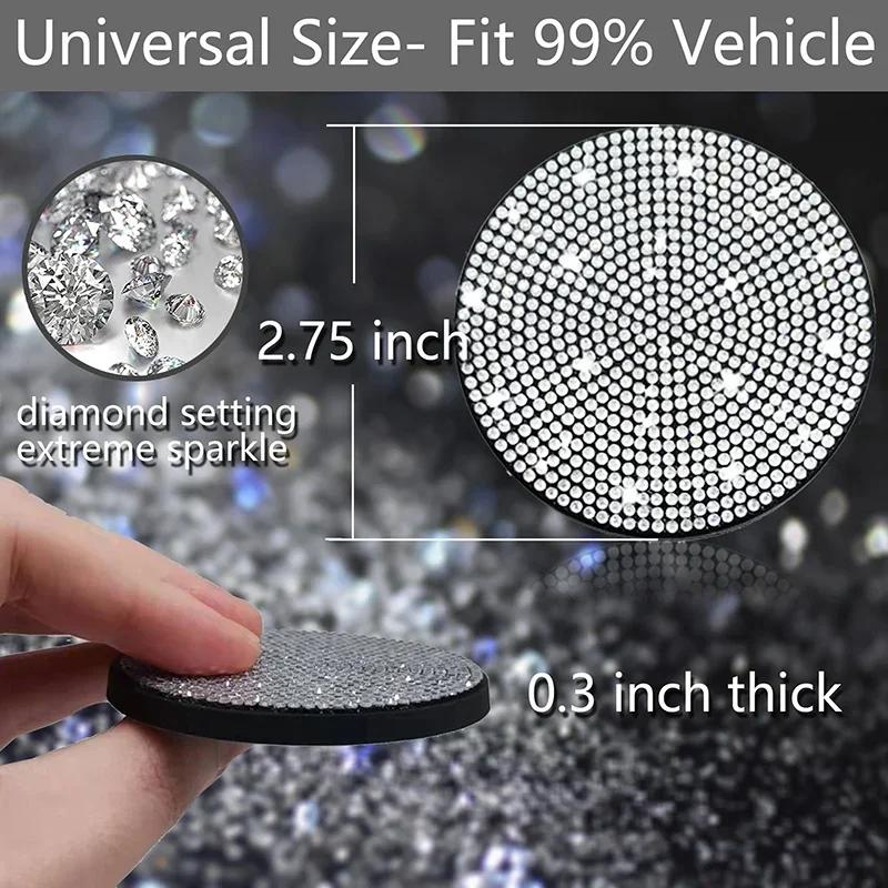 1/2Pcs Diamond Car Coaster Water Cup Slot Non-Slip Mat Bling Gadget Silica Pad Cup Holder Mat Auto Interior Accessories