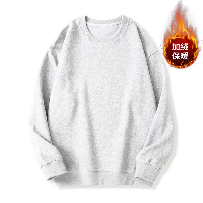 Crew neck solid color sweater chic port style velvet thickened fat mm women loose large size early autumn lazy and thin