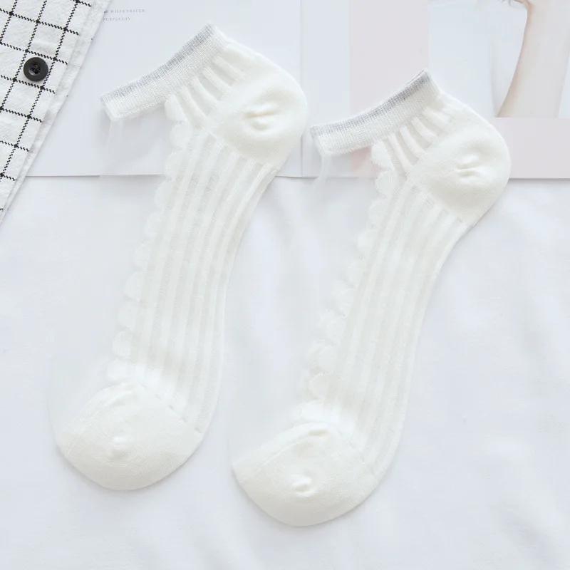 

Шелковые прозрачные носки Детские носки из хрустального стекла с мелким вырезом Хлопковое дно Короткие носки Короткий рукав для женщин white