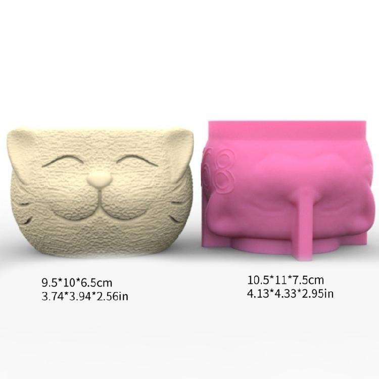 Soft Texture Cat Silicone Mould Epoxy Resin Plantpots Mould Storage Containers