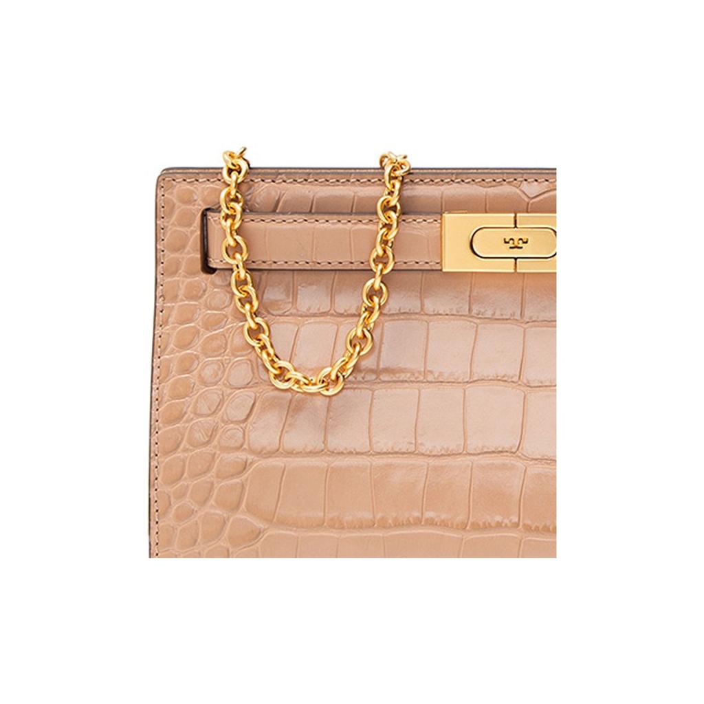Tory Burch Lee Radziwill Crocodile Pattern Leather Crossbody Shoulder Bag Small Women Bags Pink 75312-288