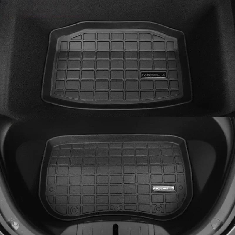 For Tesla Model Y Model 3 2024-23 TPE Car Front Rear Trunk Storage Box Mat Pad Waterproof Protective Liner Trunk Tray Floor Mat