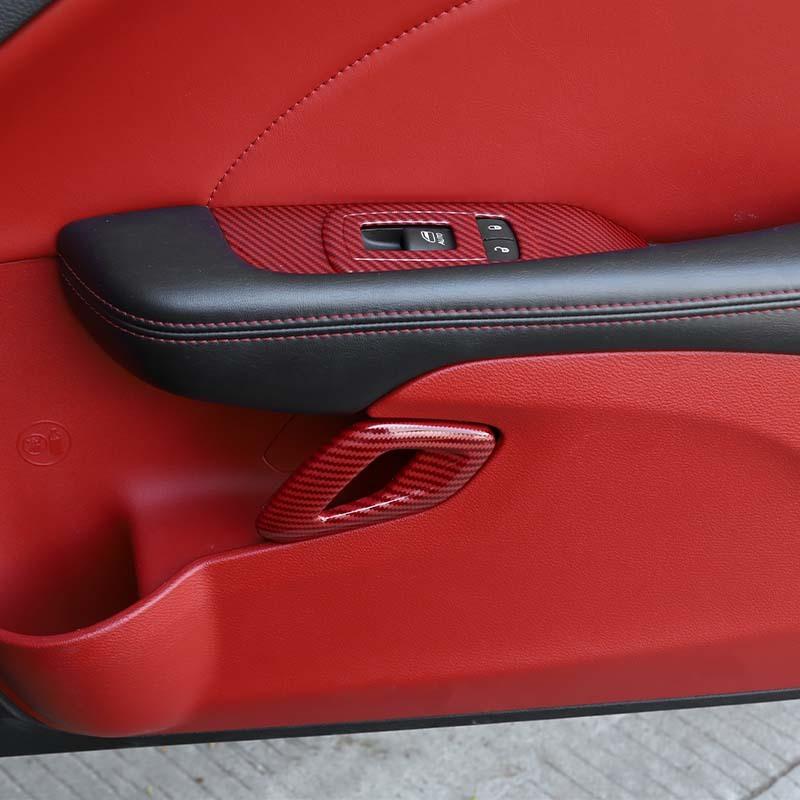 Door Interior Handle Window Lift Panel Decoration Protective Cover For Dodge Challenger 2015 Up Car Interior Accessories