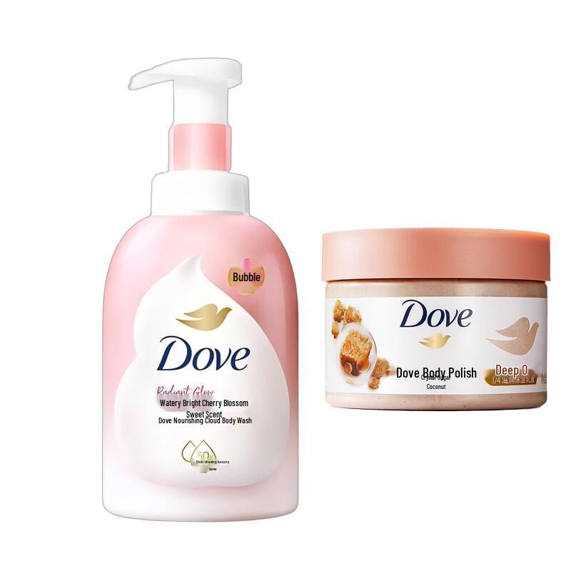 Dove Cherry Blossom Shower Foam & Body Scrub Set