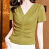 Trendy 2023 V-Neck Slim-Fit Pleated Summer T-Shirt