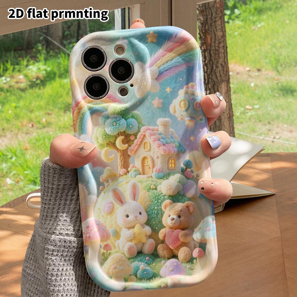 Phone case: 2D flat, suitable for iPhone 18 17 16 15 14 13 12 Pro protective case, little bear cabin, perfect Christmas and Halloween holiday gift
