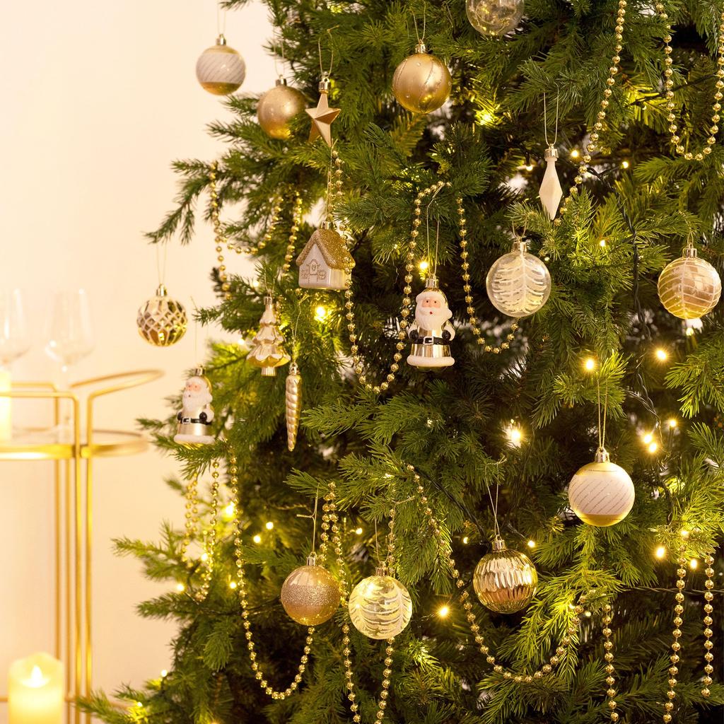 Valery Madelyn Christmas Tree Ball 40 White and Gold Tree Decorations with Top Stylish and Luxurious Nordic Style and Set, Ornaments, Stars, (White