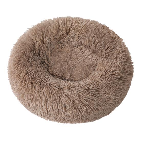 

Donut Pet Bed Fluffy Round Cat Bed with Anti-Slip Bottom Cozy Shaggy Plush Dog 60cm хаки