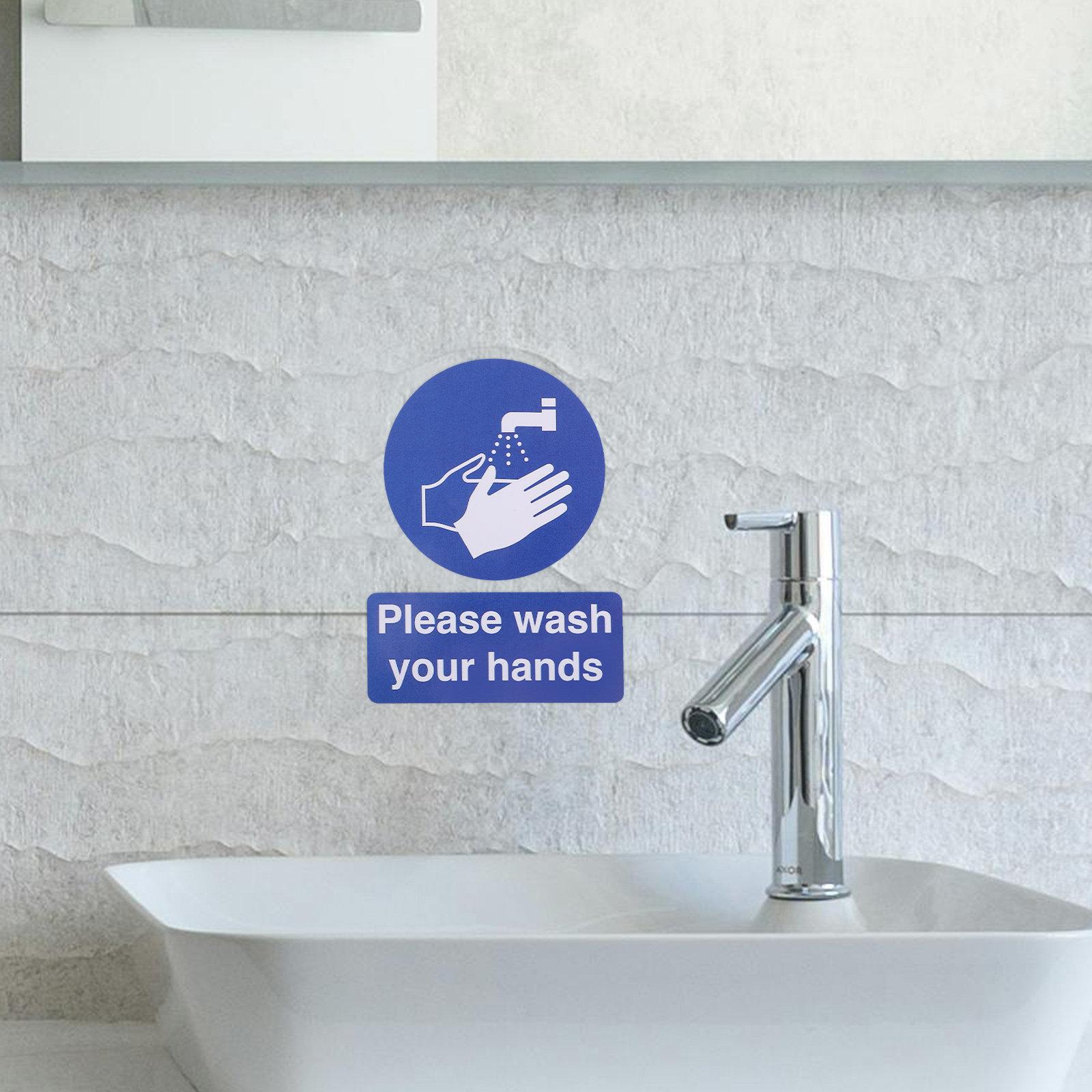 

6Pcs Hand Wash Stickers Long-Lasting Adhesive Bathroom Reminder Safe Materials Wash Your Hands Sign for Home Restaurant other