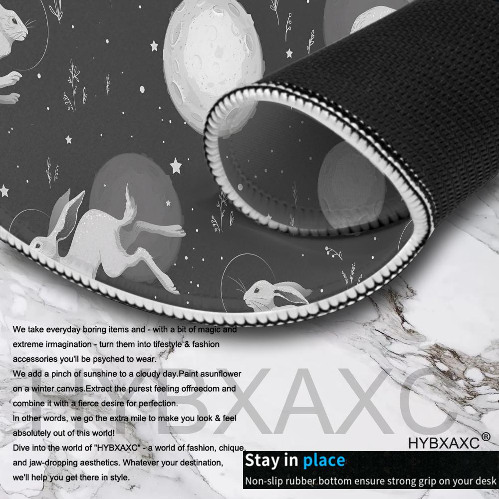 The white rabbit running on the moon Mouse Pad Desk Cute HD Desk Pad Extended Gaming Keyboard Mats Large XXL Gamer