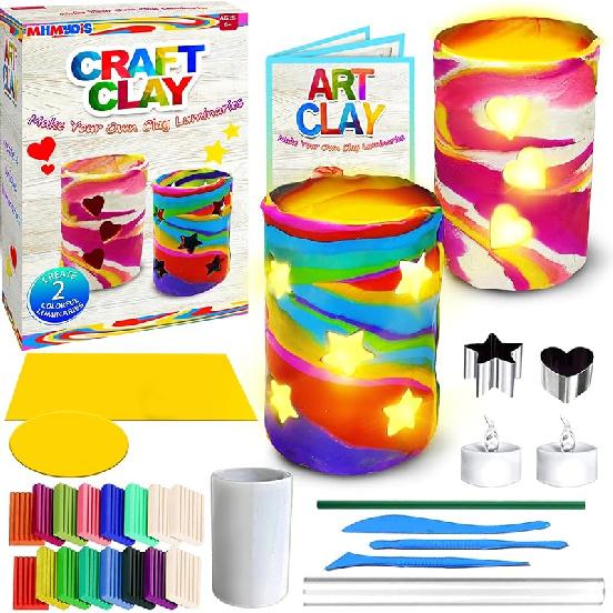 MHMYDIS Сделай сам глиняные фонарики - Набор для творчества для мальчиков, девочек и подростков от 6 7 8 9 10 11 12 лет и старше - Креативный глиняный фонарь Small
