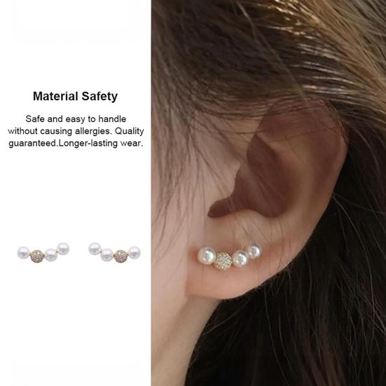 1 Pair Stud Earrings for Women, Lightweight Small Faux Pearls Earrings, Elegant Jewelry for Daily Wear Special Occasions
