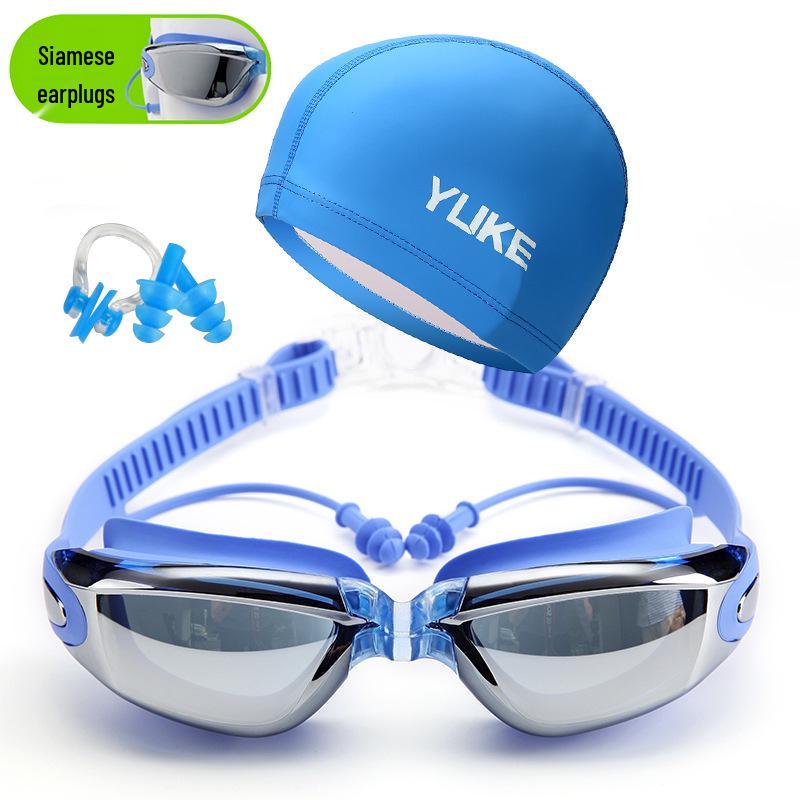 Yuke High-Definition Anti-Fog Prescription Swimming Goggles with Earplugs for Men and Women.