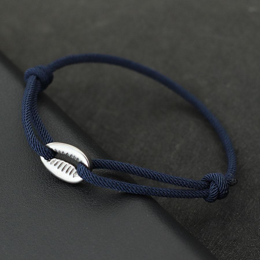 

Simple Style Men Rope Bracelet Adjustable Stainless Steel Shell Braslet Grade A 3mm Cord Chain Braclet Beach Surfing Jewelry тёмно-синий