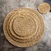 Natural Woven Placemat Handmade Straw Japanese Pot Mats Heat Resistant Non-Slip Coasters for Dining Table Reusable Table Mats for Home Kitchen