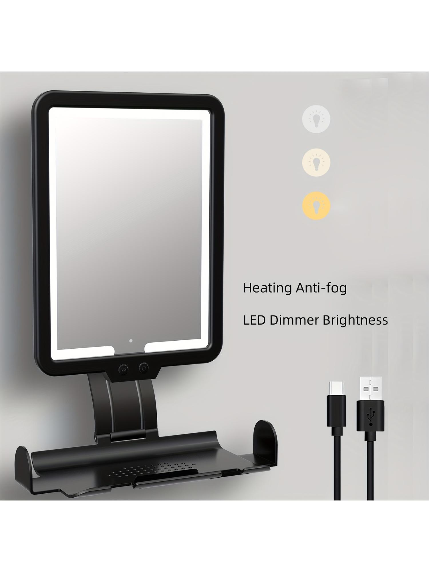 

Зеркало для бритья в душе с регулируемой яркостью, трехцветная светодиодная подсветка, полностью водонепроницаемое зеркало для ванной чёрный