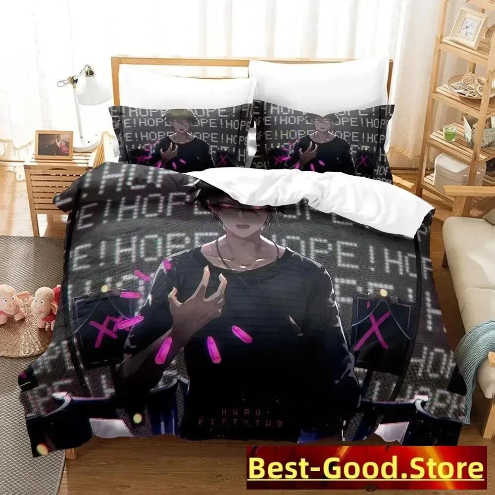 Danganronpa V3 Bettwäsche-Set Cartoon Anime Dreiteiliges Set Erwachsener Kind Schlafzimmer Bettbezug-Sets Kawaii Mädchen Bettdecke Bettwäsche-Sets