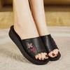 Ciabatte Zeppa Donna Vera Pelle Taglia Grande Estate Nuove Suola Spessa Antiscivolo Versatili Esterno Monocinghia Ciabatte Sandali Casual