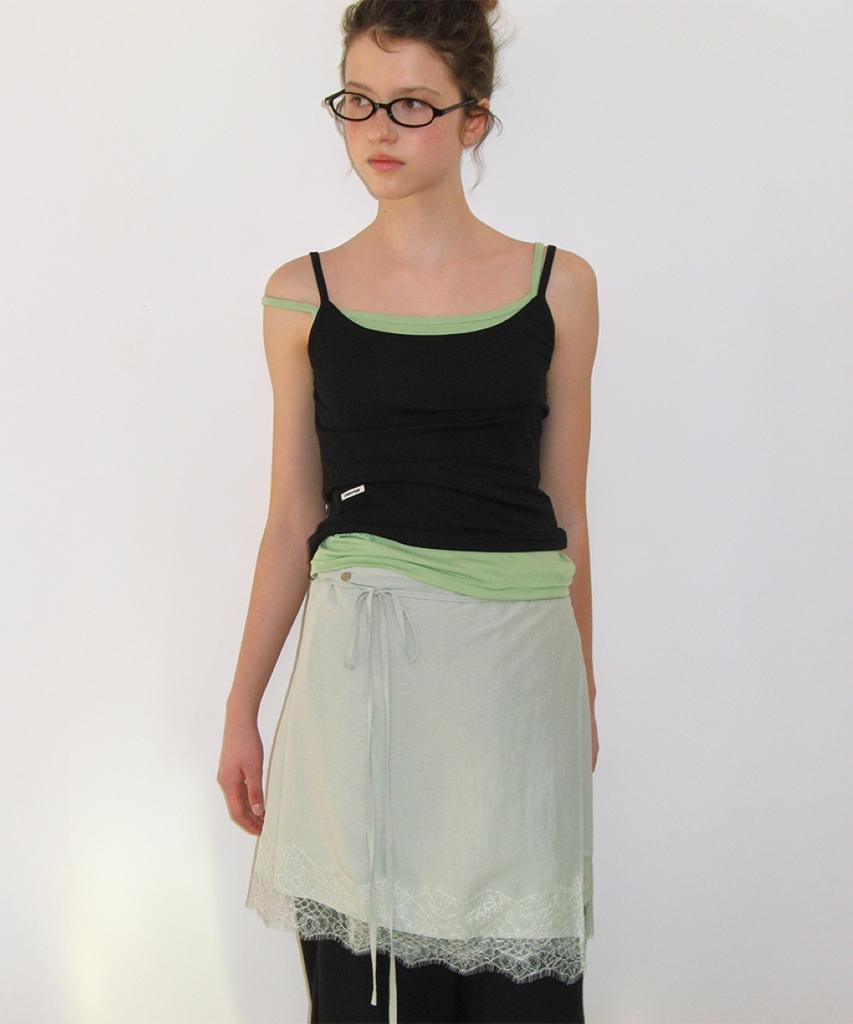 Ronron Lace Trim Wrap Skirt Mint
