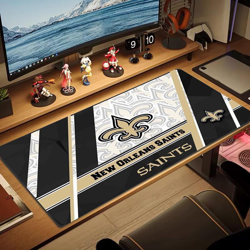New Orleans Saints Logo Color Mouse Pad Large Gaming Table Cushion Non-slip Laptop Tablet Big Mousepad XXL Mat Mini PC Playmat With Lock Edge