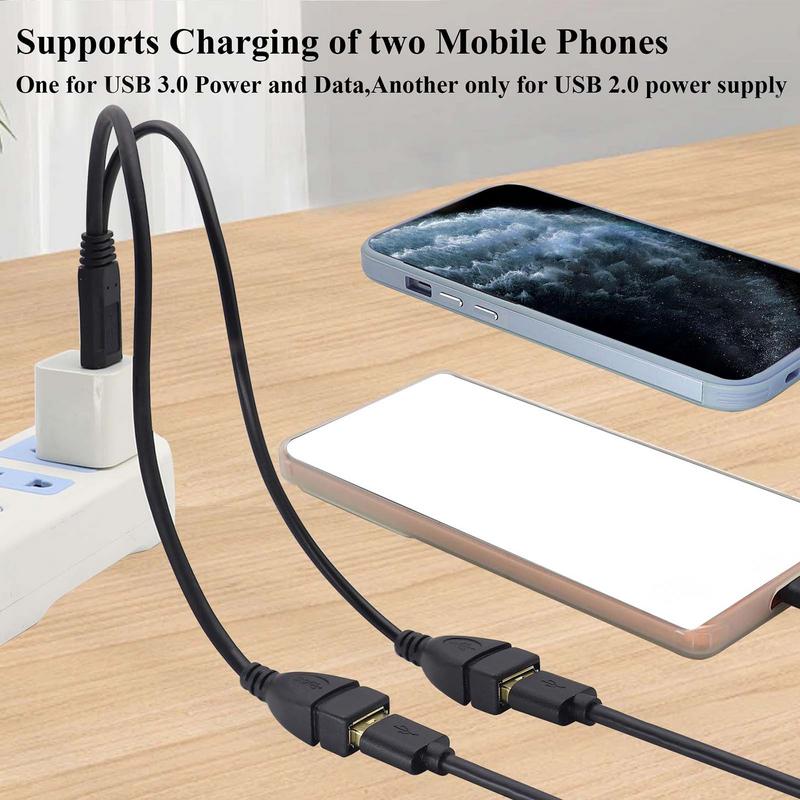 USB Splitter 2 In 1 Out High-Speed Y Cable USB Port Splitter USB Y Splitter USB Splitter Cable for Keyboard Printer Laptop