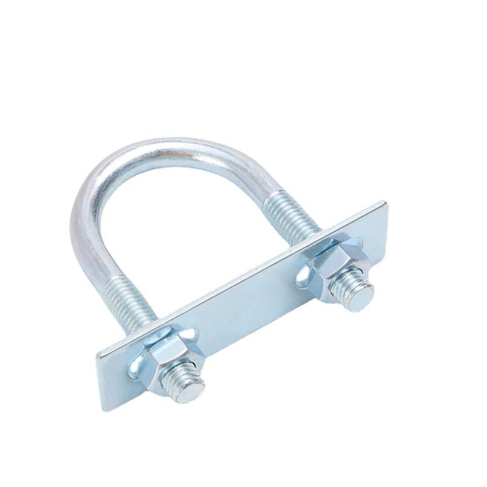 1Pcs New Galvanized Q235 Carbon Steel M8 Round Tube Clamp With Baffle Screws Round Bolt Pipe U-clamp for Round Tube