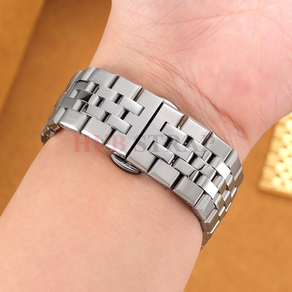 Edelstahl Fünf-Perlen-Uhrenarmband 20mm 22mm Solide Faltschließe Universelles Taucherarmband Herren Damen Uhrenzubehör