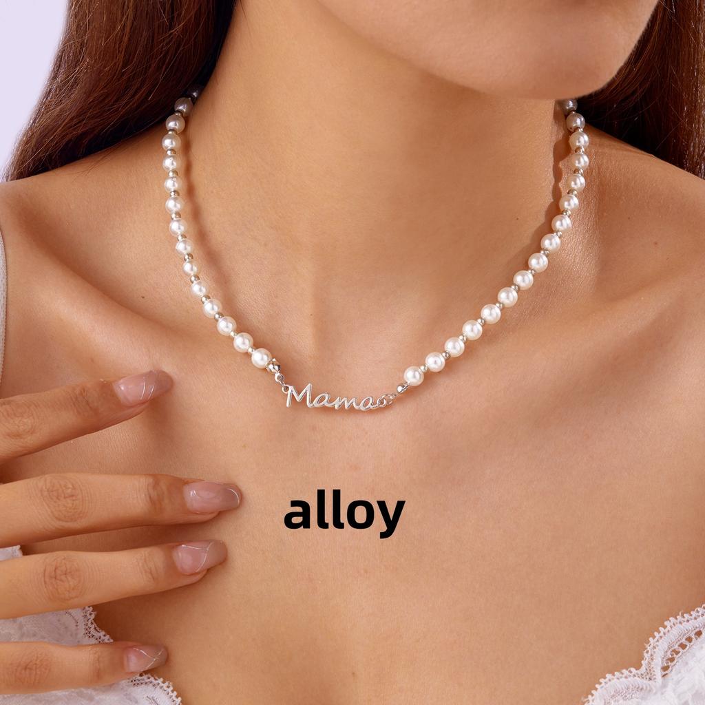 Imitation Pearl Letter Mama Pendant Bracelets Fashion Charms Stainless Steel Chains Bracelet for Women Jewelry Mother's Day Gift