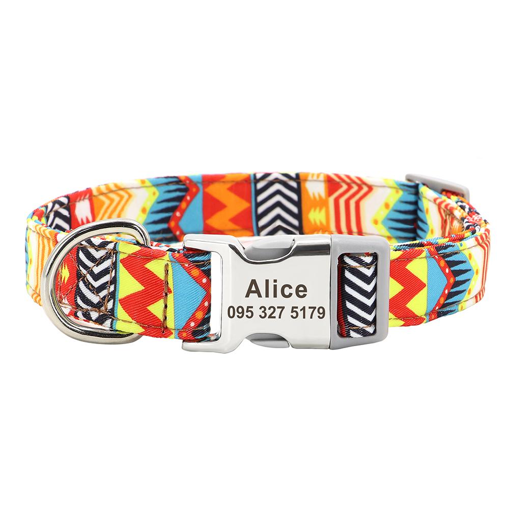 Personalized Nylon Dog Collar Custom Dogs ID Collars Engraved Name Pet Necklace Anti-lost for Small Medium Large Dogs Adjustable