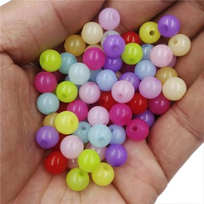 100 STK rund geléfarge 8 mm perler for smykkefremstilling DIY-håndverk Akrylperler Motetilbehør Funn