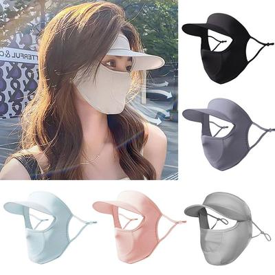 New Ice Silk Sun Protection Mask UPF50+ Full Face Anti-UV Neck Scarf Dustproof Neck Protection Sunshade Face Mask Outdoor