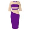 Spring Fashion Plus Size Women's Dress with Spliced Package Hip Design and Five-Quarter Sleeves, for a Stylish Look