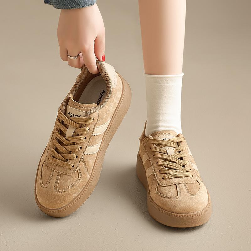 Augustus Dengde Training Shoes Women's 2025 Autumn and Winter New Platform Maillard Brown Board Shoes Retro Flat Casual Shoes