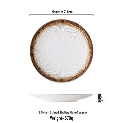 Runde Keramikplatte im japanischen Stil