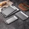 Thickened Stainless Steel Pan Vintage Rectangular Tray Retro Industrial BBQ Platter with Snack Serving Double Handles Large Heavy Duty Dish