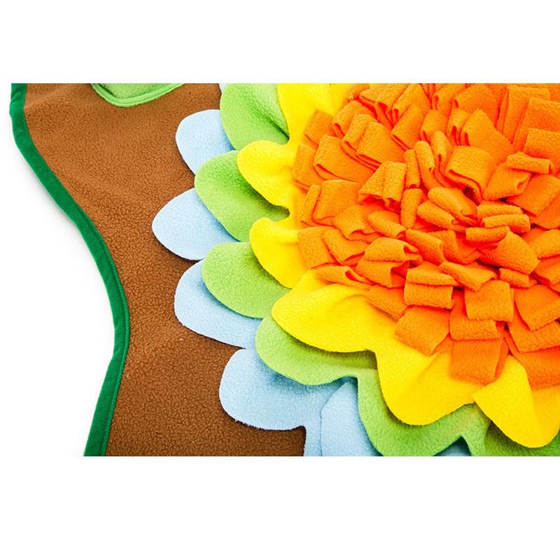 Interactive Snuffle Mat Dogs Cats 50x50cm Fleece Scent Enrichment Puzzle Feeding Orange Blue