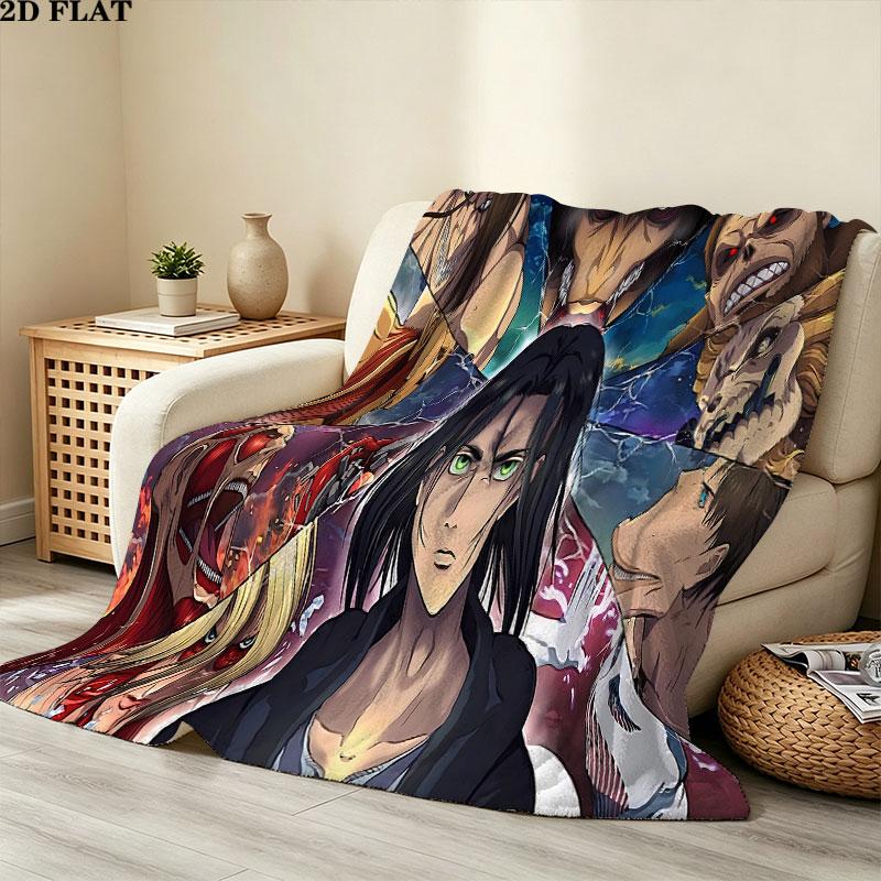 1PC Attack Titan Patterned Flannel Blanket Suitable For All Seasons For Home Decor Warmth And Comfort Gifts Holiday Present
